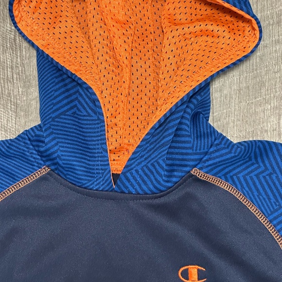 Champion Boys Kids Youth 6 Small Long Sleeve Navy Orange Hoodie Kangaroo Pocket - Picture 6 of 9